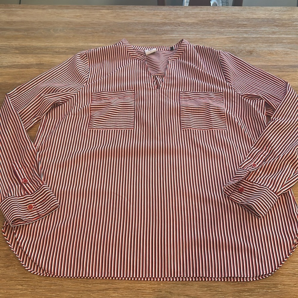 CAbi Franklin Blouse 5335 Red, White & Blue Business Casual Pockets L
